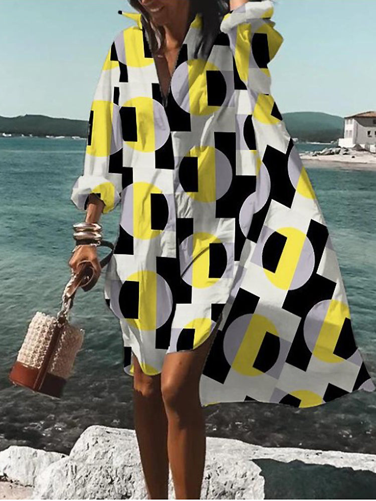 Calogera | Loose Fit Printed Shirt Dress