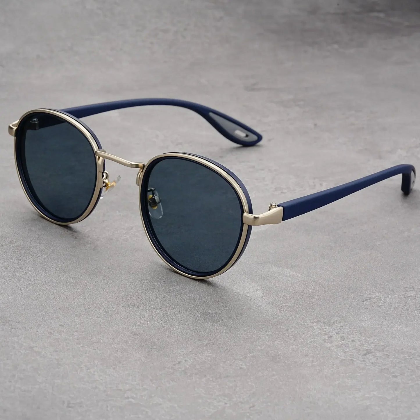 NoirGlow | Round Double Bridge Mens Sunglasses