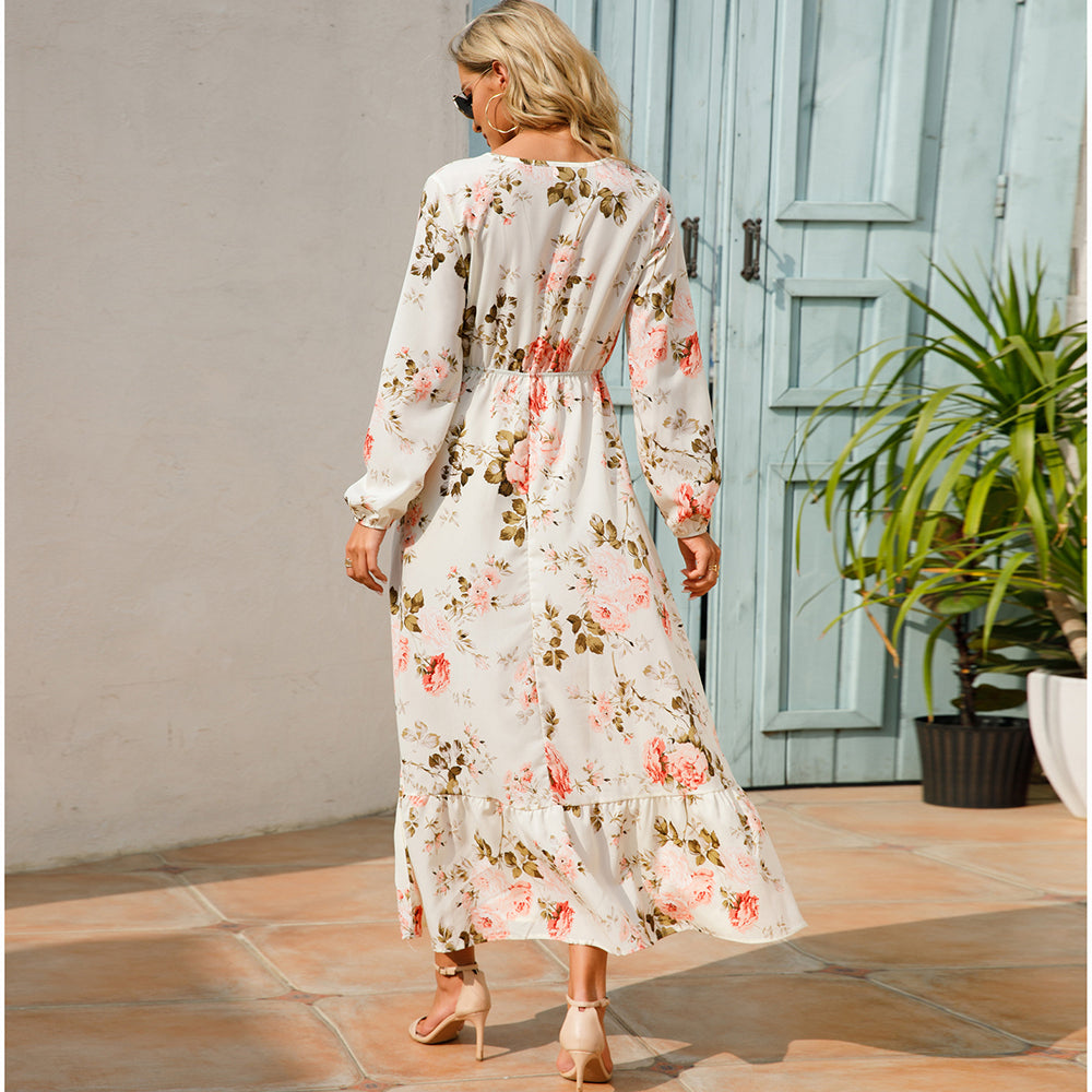 Trisha | Floral Print Maxi Dress Long Sleeves