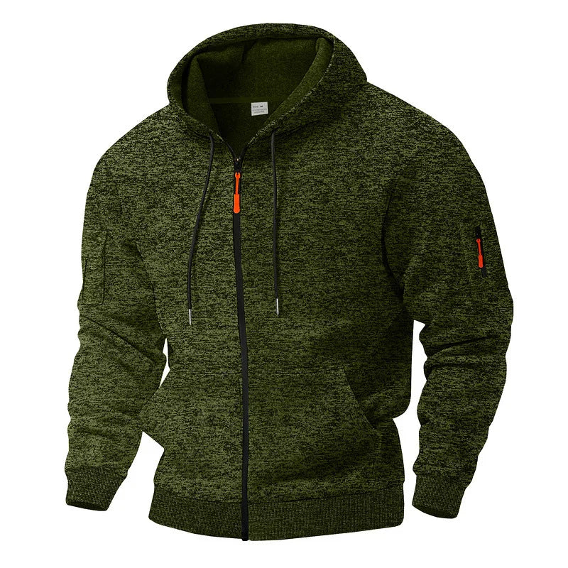 Jesson | Zip Up Hooded Marl Knit Hoodie