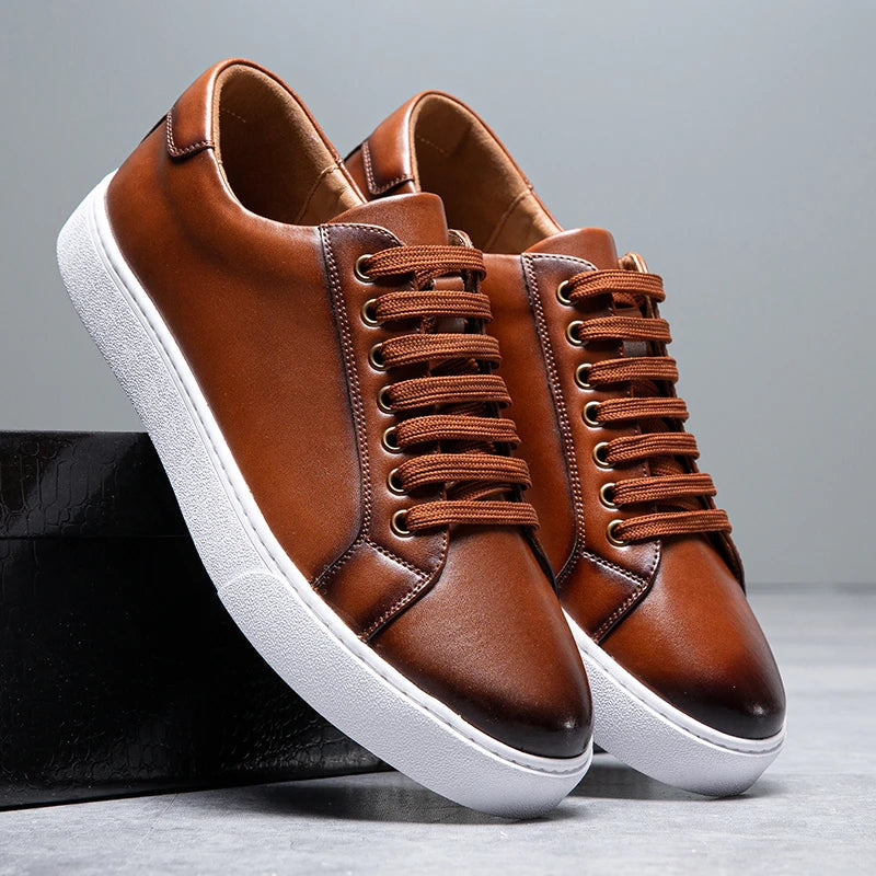 Leonell | Leather Lace-Up Low-Top Trainers