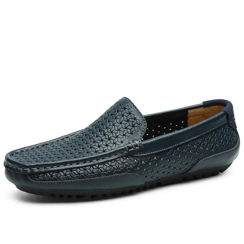 Aania | Leather Loafers Perforated Slip On Shoes