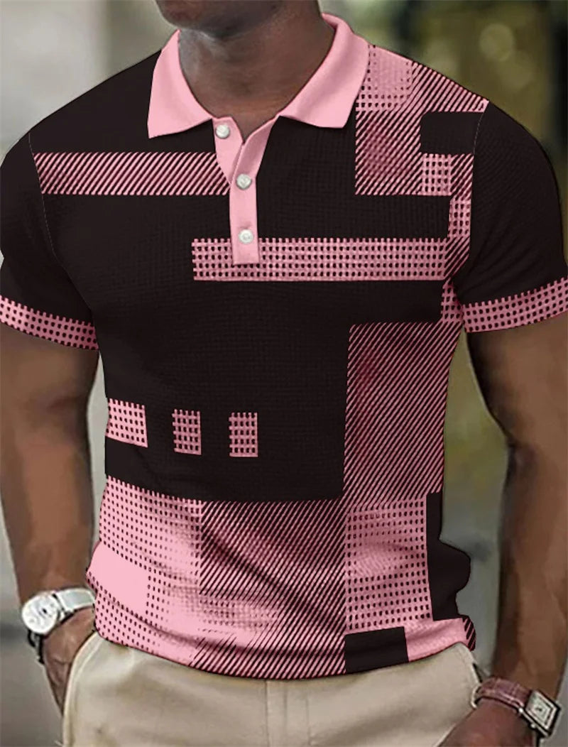 Delbert | Polo Shirt With Geometric Contrast Print