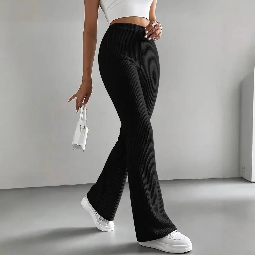 Kathrine | Lounge Pants Ribbed Flared High Waist