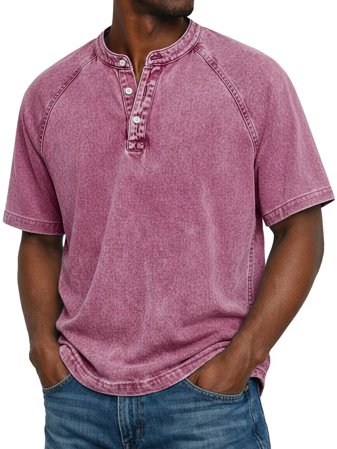 Misael | Short Sleeve Henley Neck T Shirt