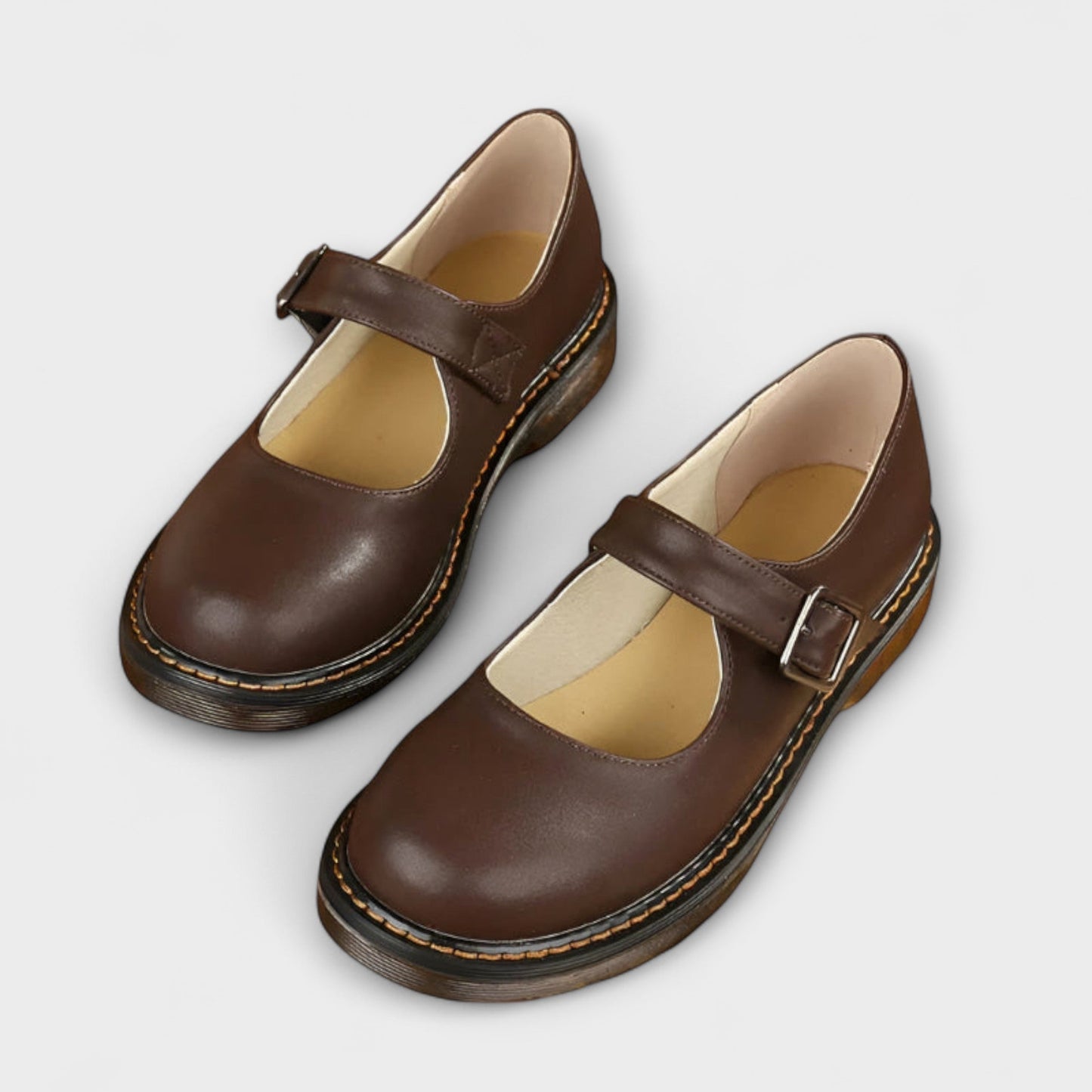 Yolanda | Mary Jane Buckle Strap Leather-Style Shoes