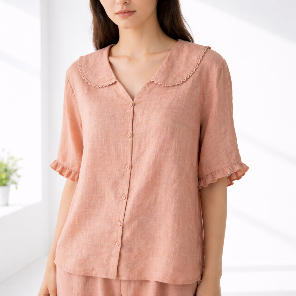 Meygan | Peter Pan Collar Button Front Blouse