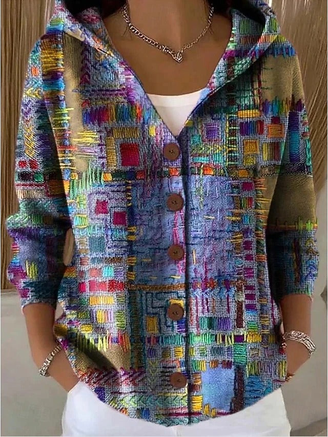 Shaharit | Abstract Print Button-Up Cardigan