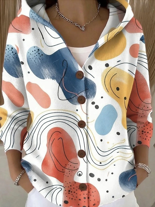 Shaharit | Abstract Print Button-Up Cardigan