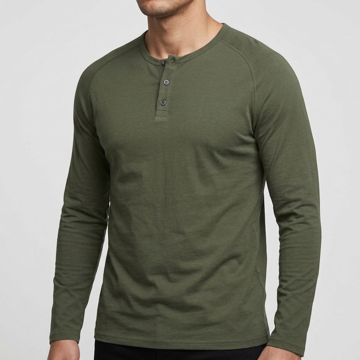 Alan | Long Sleeve Henley Shirt with Buttons