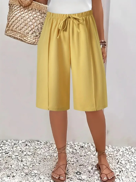 Piranda | Drawstring Wide Leg Cropped Trousers