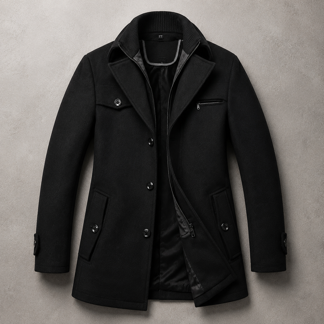 Andrew | Coat with Lapels and Ribbed Collar