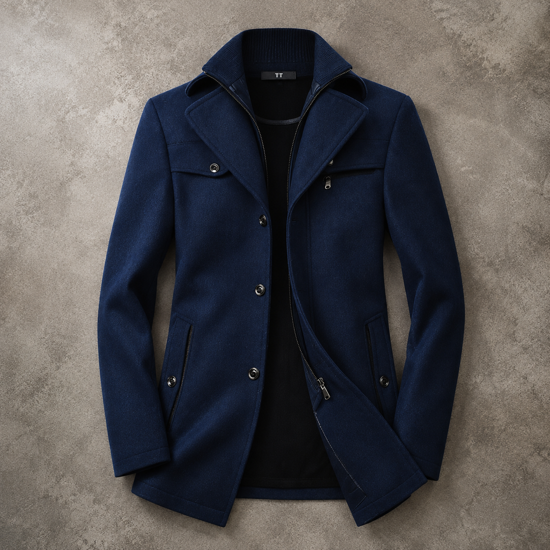 Andrew | Coat with Lapels and Ribbed Collar