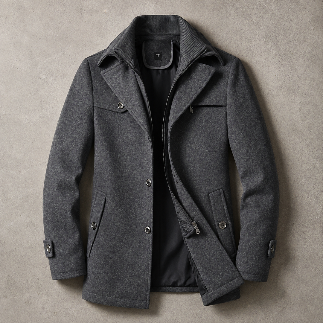 Andrew | Coat with Lapels and Ribbed Collar