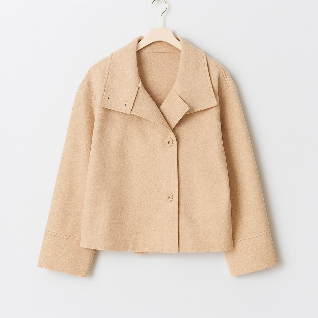 Floortje | Short Coat with Wide Collar and Button Closure
