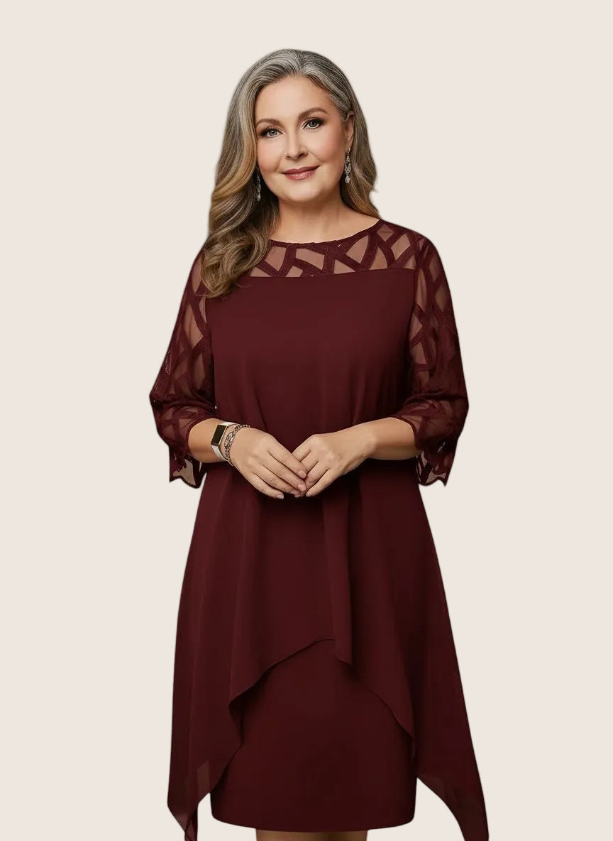Madumali | Mesh Sleeve Layered Midi Dress