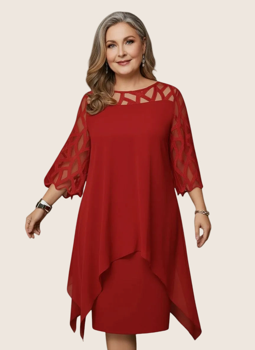 Madumali | Mesh Sleeve Layered Midi Dress