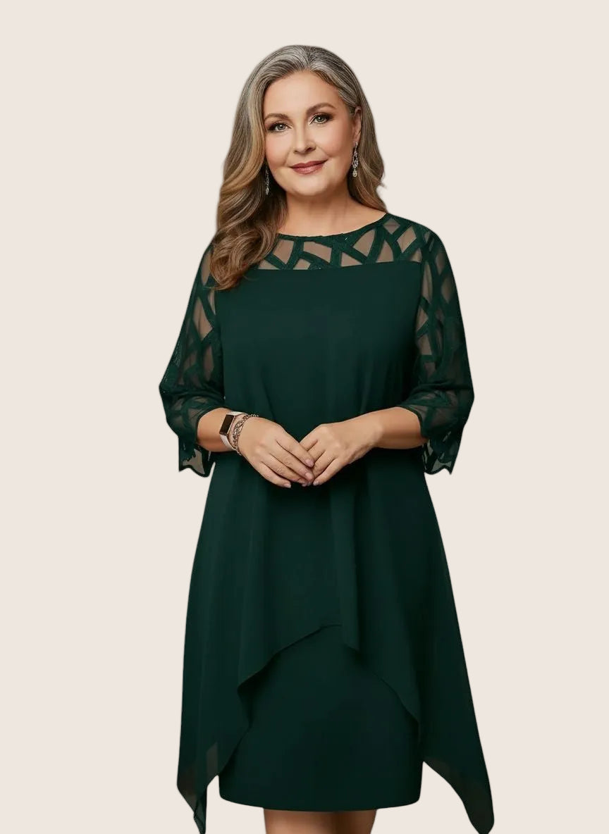 Madumali | Mesh Sleeve Layered Midi Dress