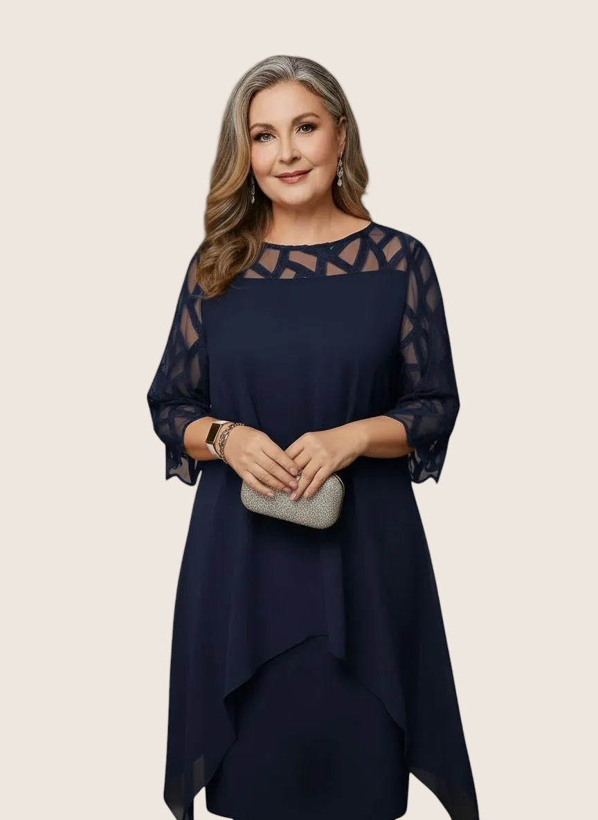 Madumali | Mesh Sleeve Layered Midi Dress