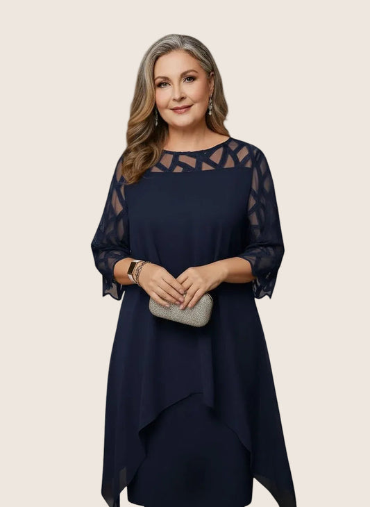 Madumali | Mesh Sleeve Layered Midi Dress