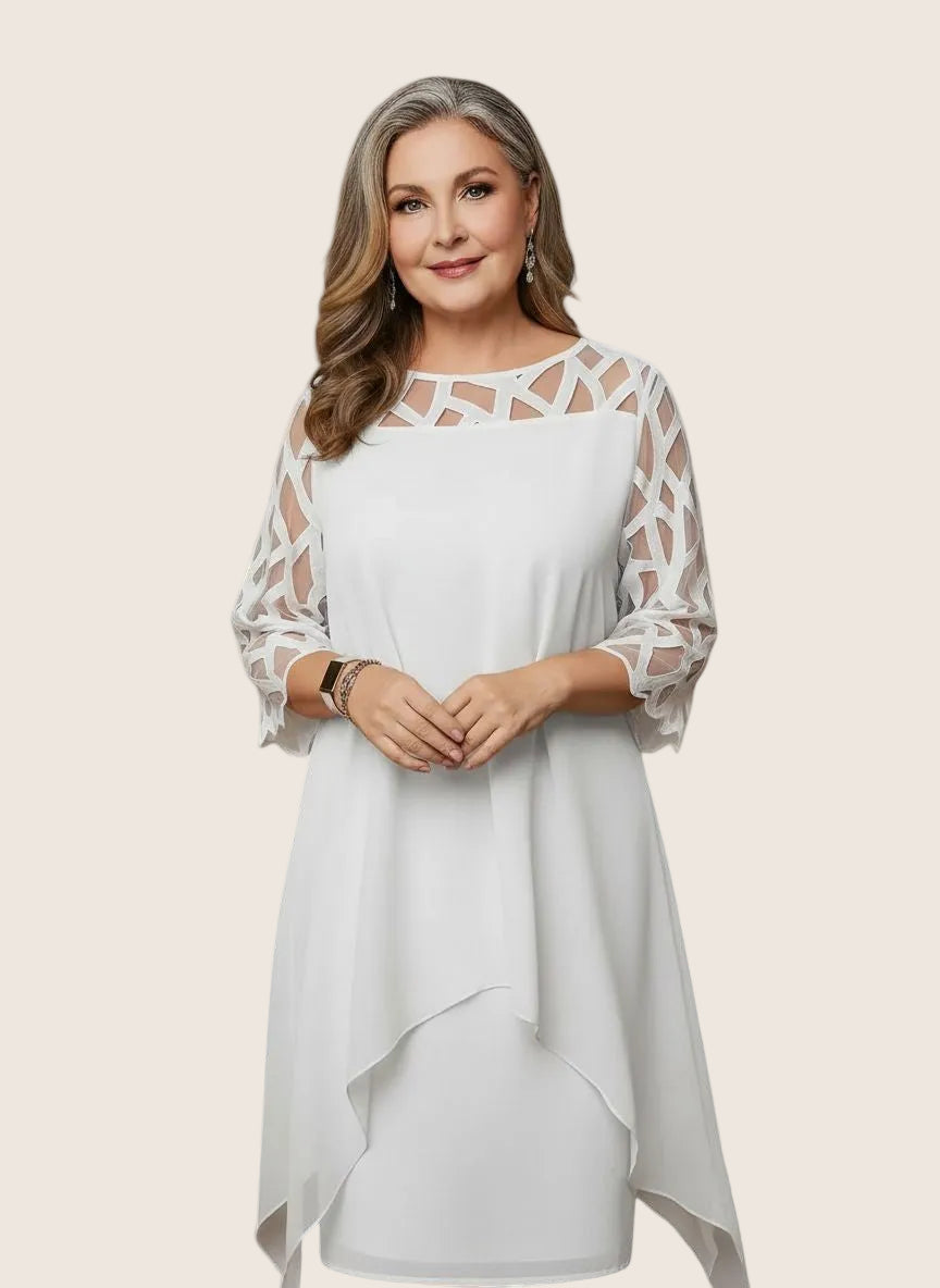 Madumali | Mesh Sleeve Layered Midi Dress