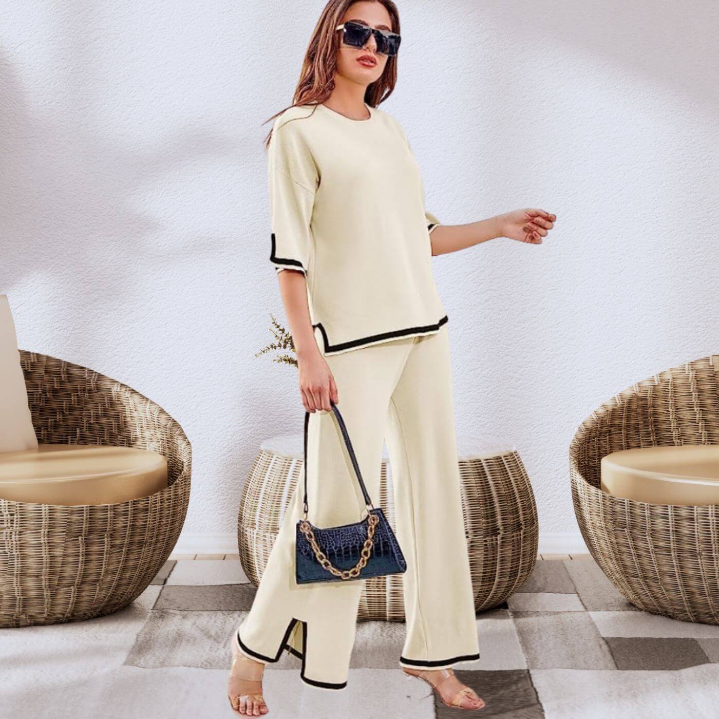 Heleta | Contrast Trim Knit Co-ord Set