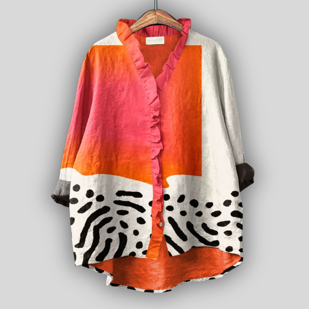 Calysta | Long Sleeve Colour Block Blouse