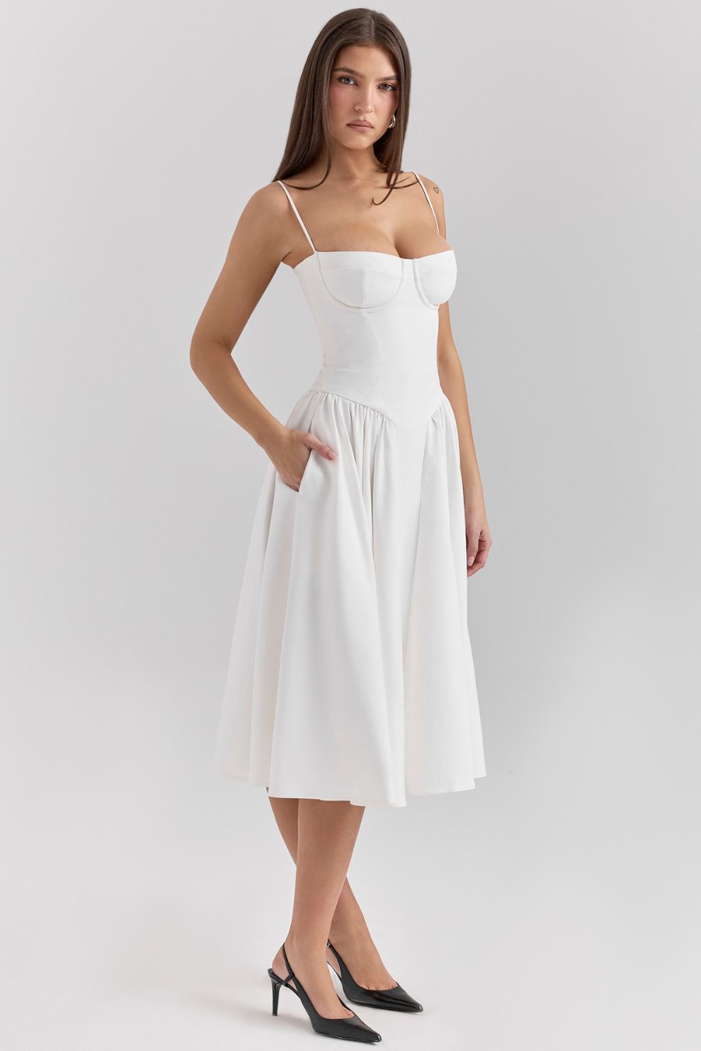 Maissa | Midi Dress with Sweetheart Neckline