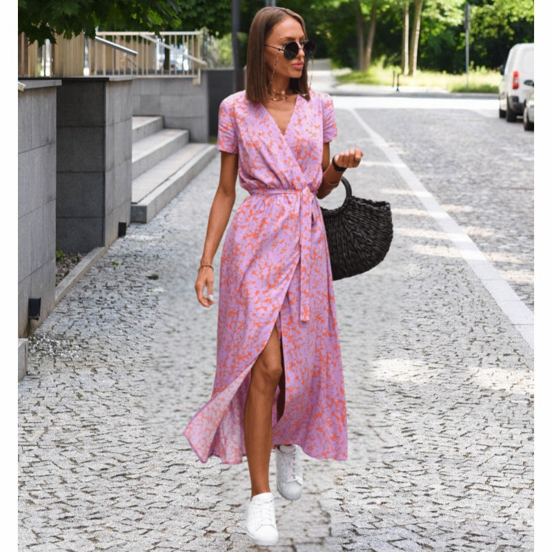 Theresita | Floral Print Short Sleeve Midi Dress