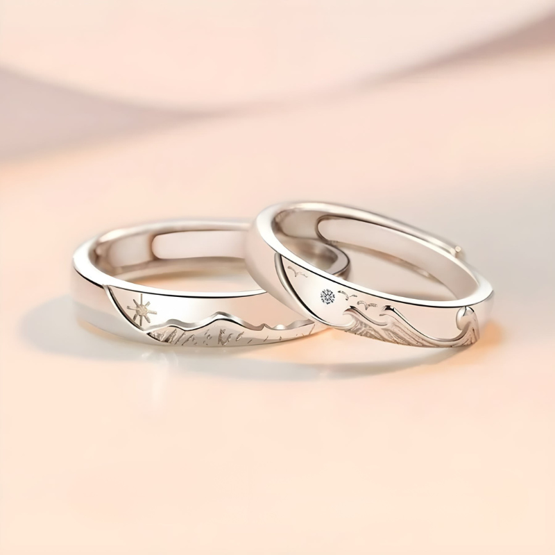 Mollie | Mountain Wave Promise Rings Set