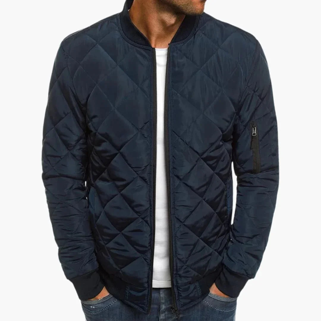 Davidson | Diamond Quilted Bomber Jacket with Zipper