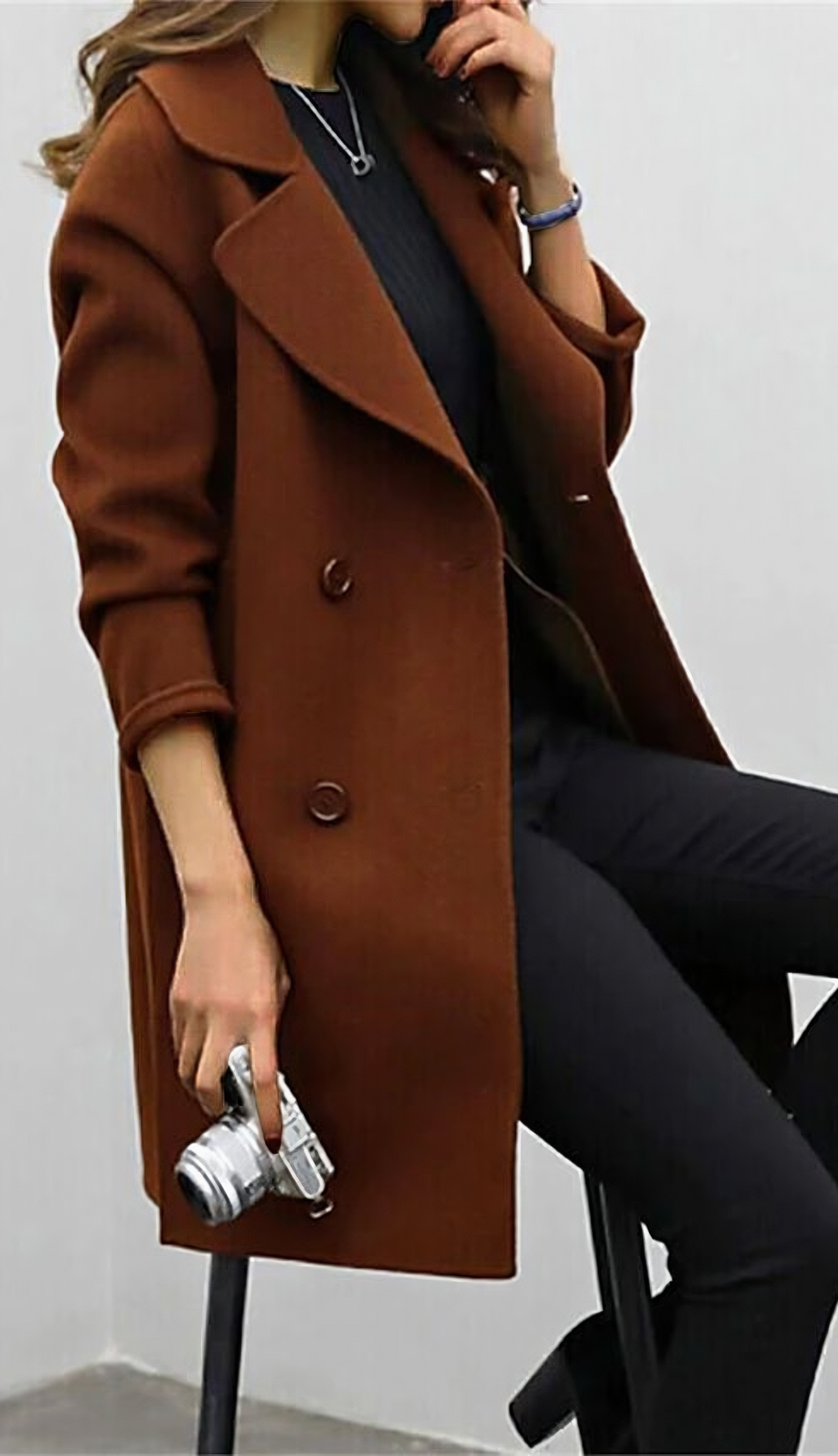 Katherene | Double-Breasted Long Sleeve Lapel Coat