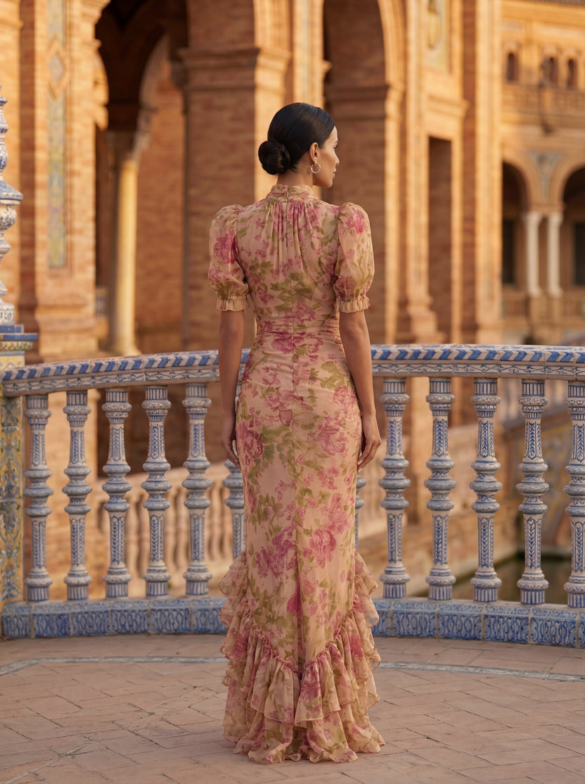 Rimina | Floral Puff Sleeve Wedding Guest Dress