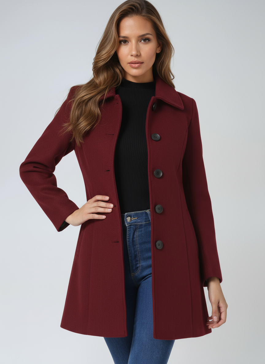 Reyna | Coat with Notched Collar and Button Front