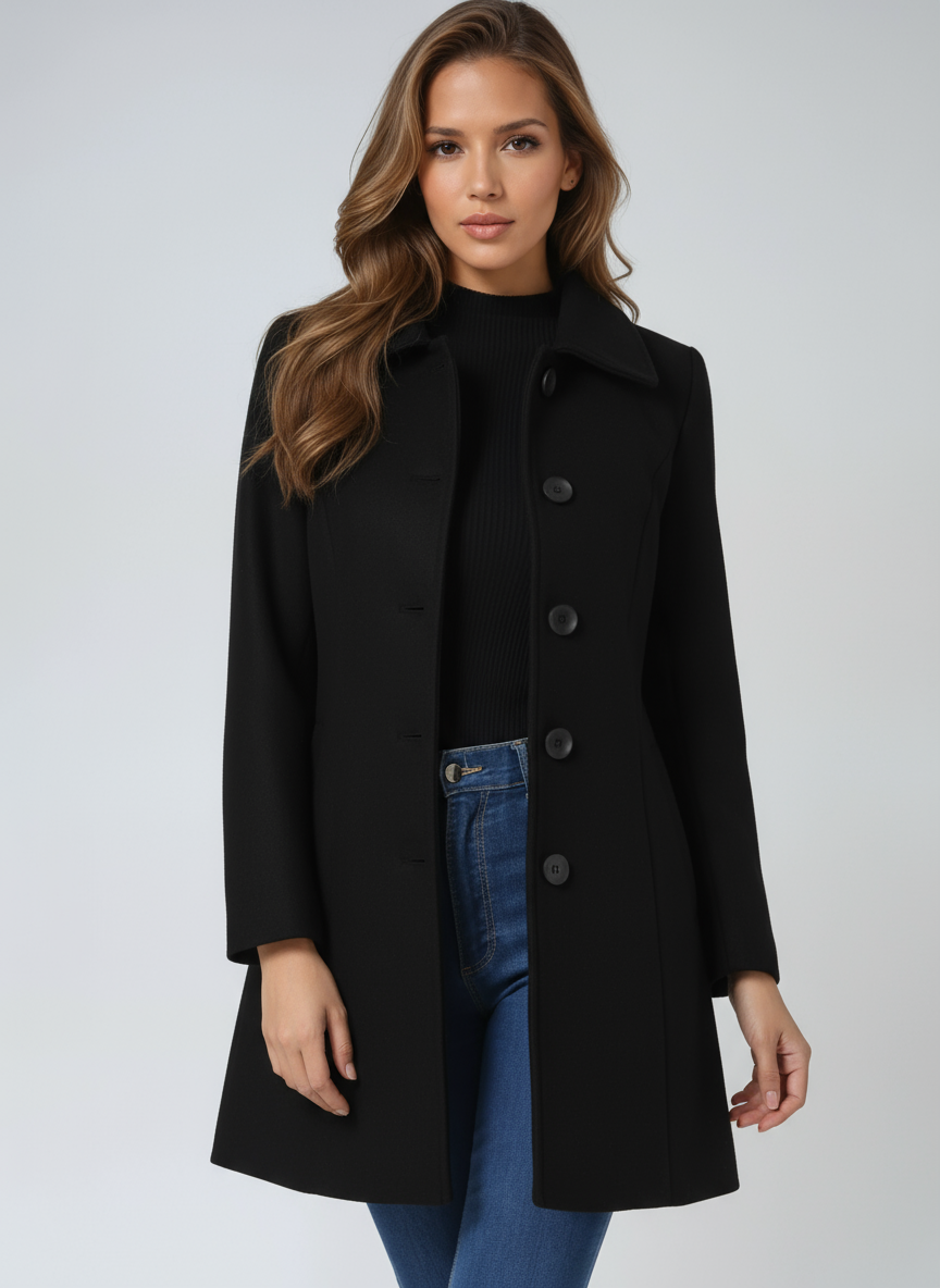 Reyna | Coat with Notched Collar and Button Front