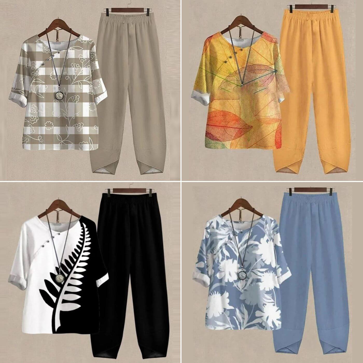 Raquel - Relaxed Printed Top and Pants Two-Piece Set