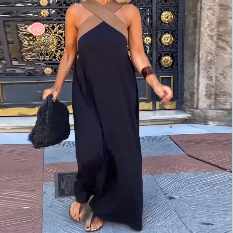 Giana | Cross Halterneck Maxi Dress