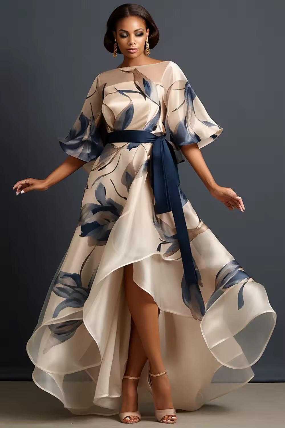 Lunara | Floral Print High-Low Midi Dress