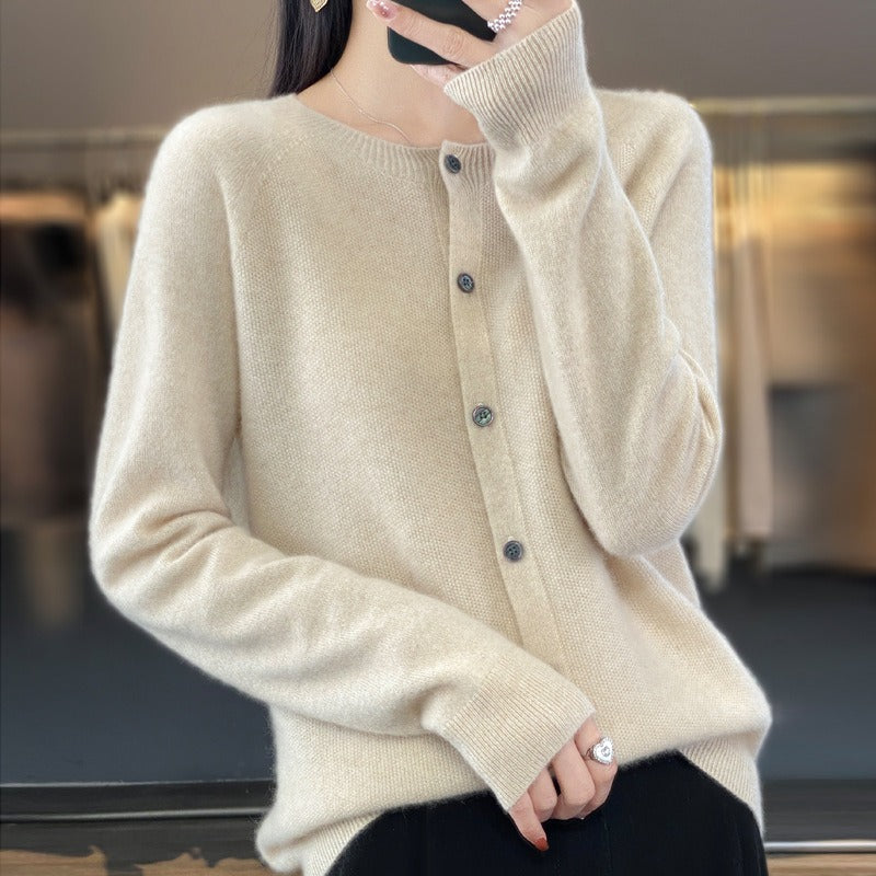 Anne | Cardigan Long Sleeve Crew Neck Button Front
