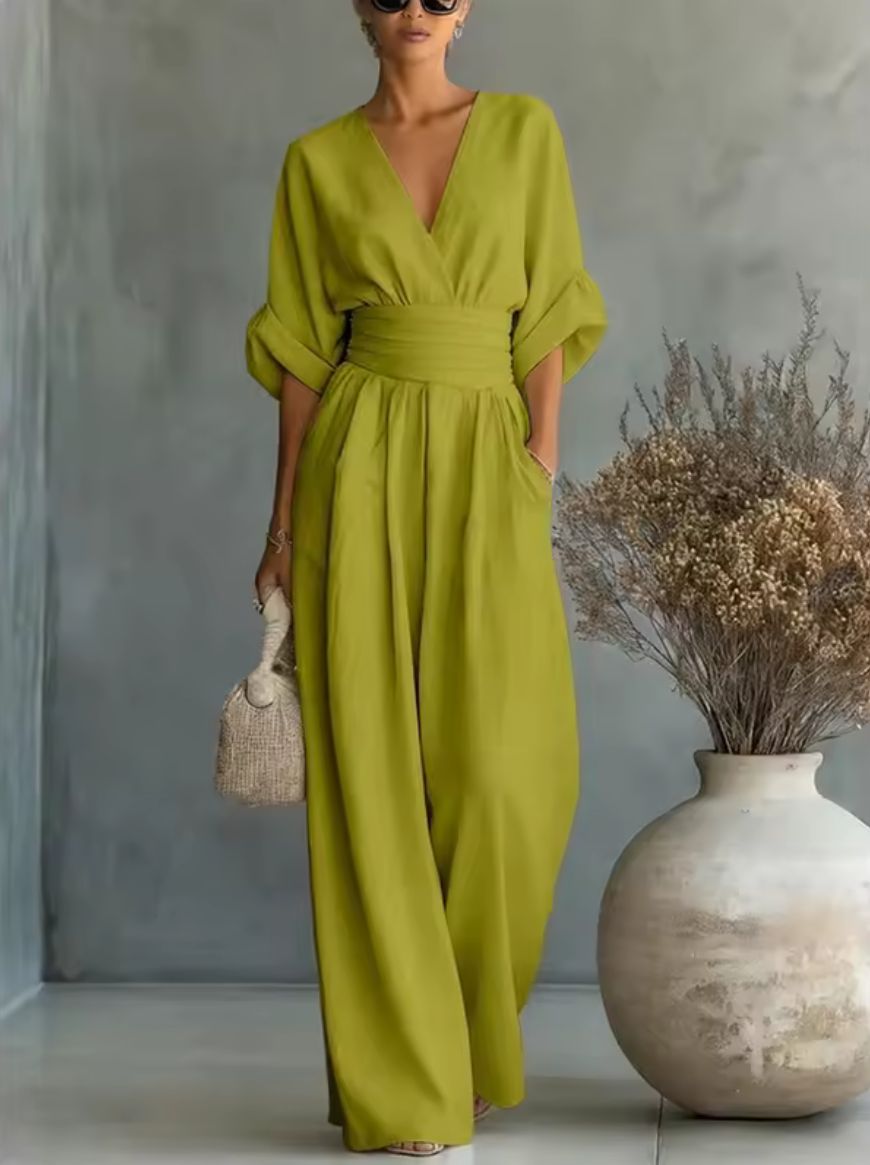 Aurore | Wide Leg Linen Jumpsuit