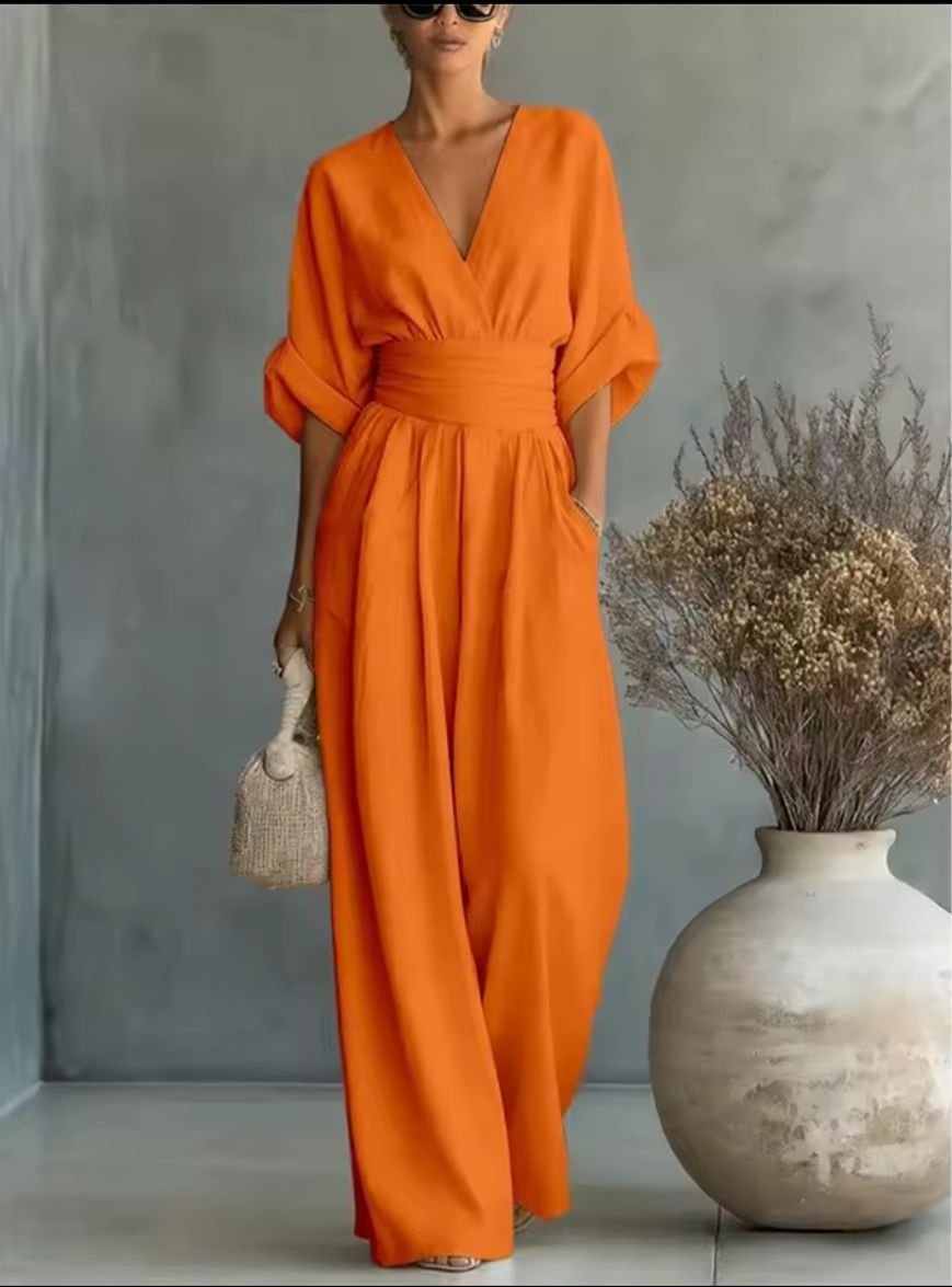 Aurore | Wide Leg Linen Jumpsuit
