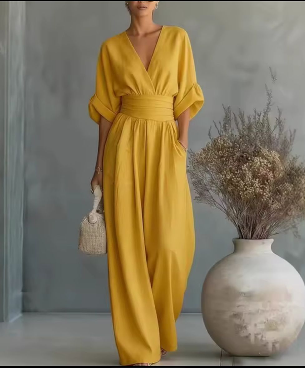 Aurore | Wide Leg Linen Jumpsuit