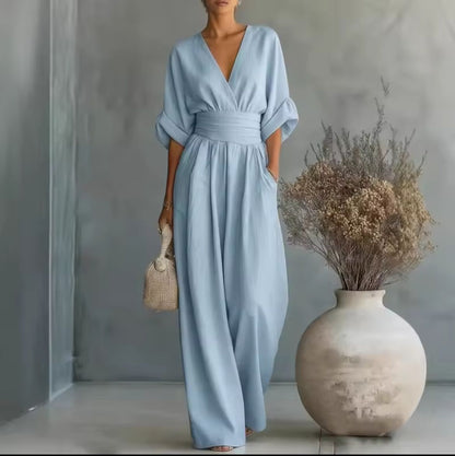 Aurore | Wide Leg Linen Jumpsuit