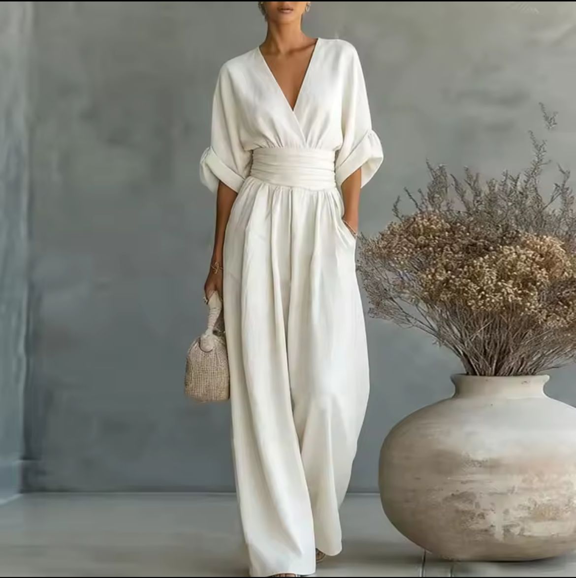 Aurore | Wide Leg Linen Jumpsuit
