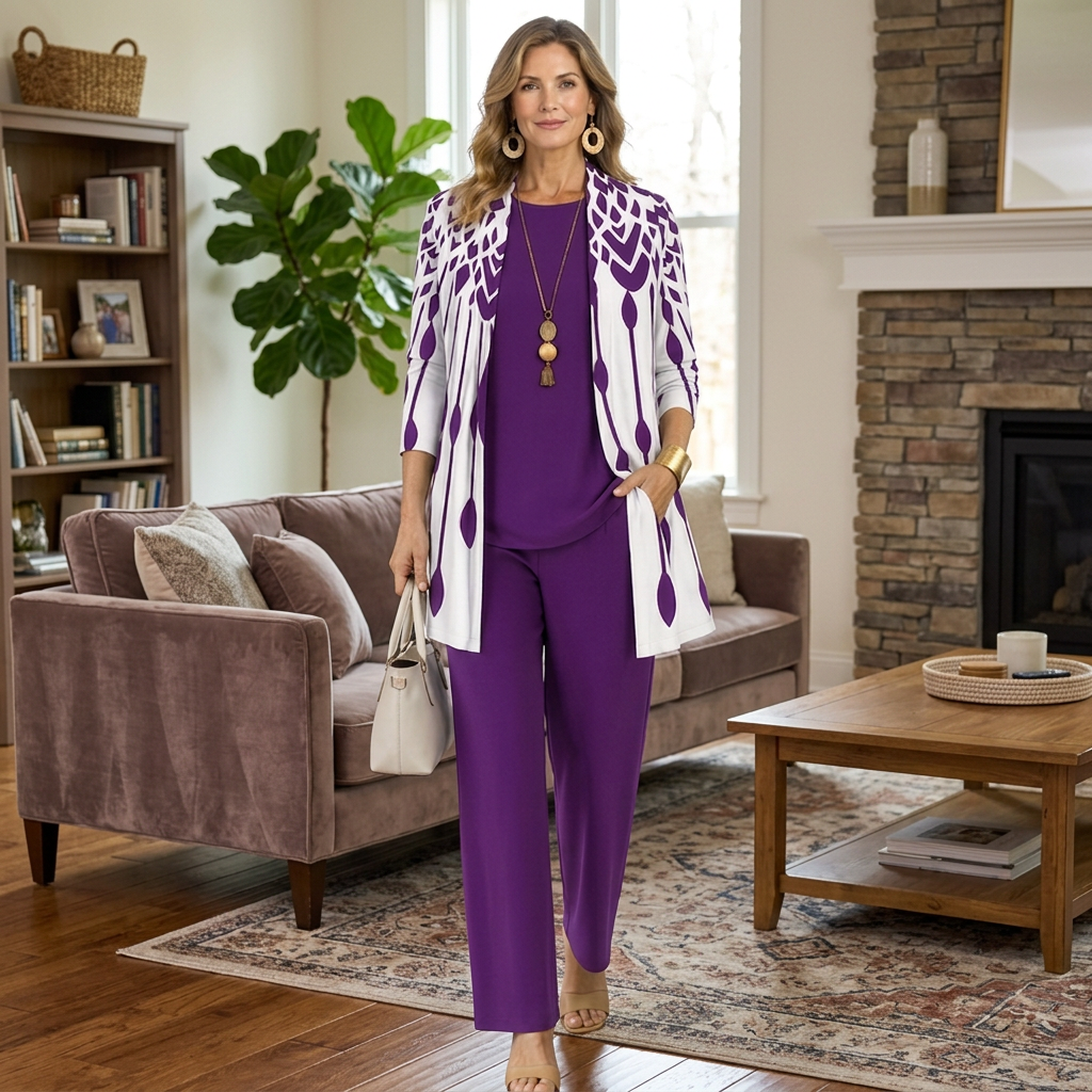 Shieela  Three-Piece Printed Cardigan Trouser Set