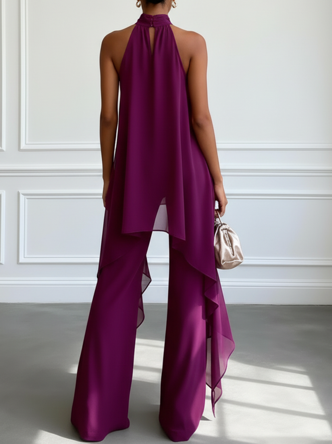 Victtoria | Purple Halter Top Trouser Set