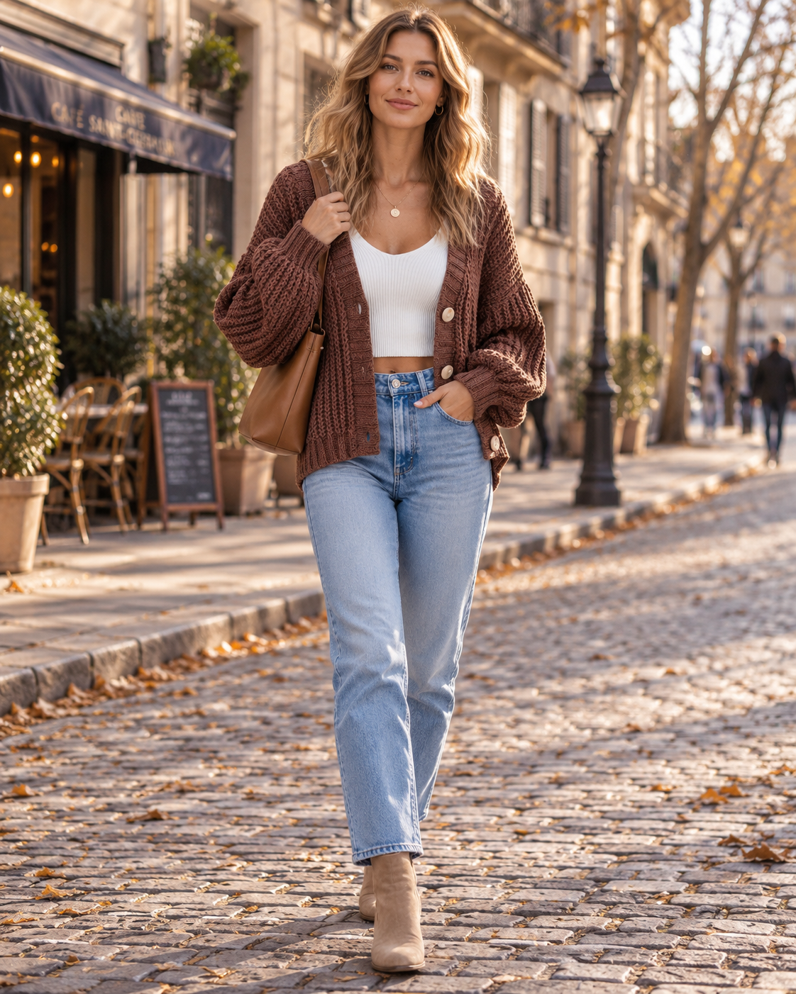 Bethany | Long Sleeve Button Front Cable Knit Cardigan