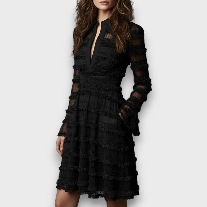 Myla -  Sheer Midi Dress with Fringe