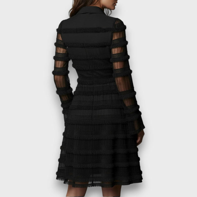 Myla -  Sheer Midi Dress with Fringe