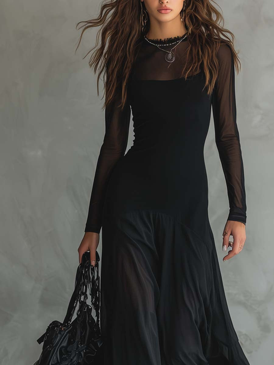 Yovanna | Sheer Sleeve Maxi Dress